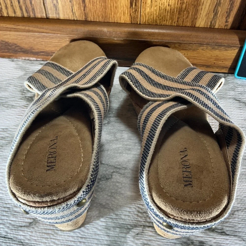 Merona Wedge Sandals Espadrille Platform Striped Casual Comfort‎ Shoes 9.5